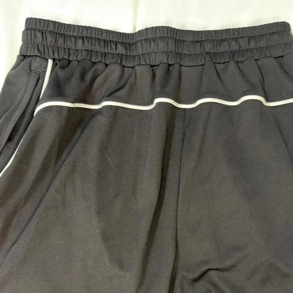 Gymshark Mens Black Athletic Shorts White Piping Mesh Drawstring Size Large